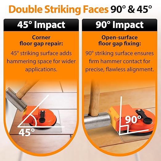 Floor Gap Fixer Tool, Heavy Duty Floor Gap Fixer Tool for Vinyl Plank Wood & Tile Flooring, Laminate Floors Gaps Repair Tools with Rubber Pad, Adjustable Height (Orange)