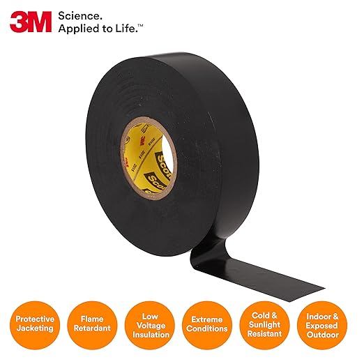 3M Scotch Super 33+ Electrical Tape - 3/4 in x 36 yds, Premium Grade All-Weather Vinyl, Resistant to Abrasion, Moisture, Corrosion, Alkalies - Black, 1 Roll