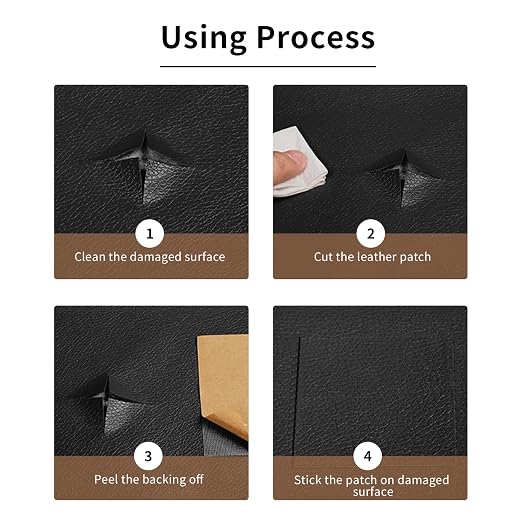 DOCAS Leather Repair Patch Tape Self Adhesive 4x63 inch, Cuttable Leather Repair Tape for Furniture, Vinyl Repair Kit for Car Seats, Upholstery, Couch, Sofa, Bags, Books, Chair, Dark Black