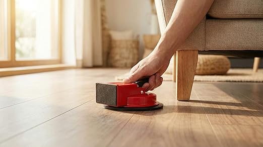 Floor Gap Fixer Tool, Cast Aluminum, Heavy Duty Flooring Repair Kit with Vacuum Suction Cup for Laminate, Vinyl, Wood and Tile Floors (red)