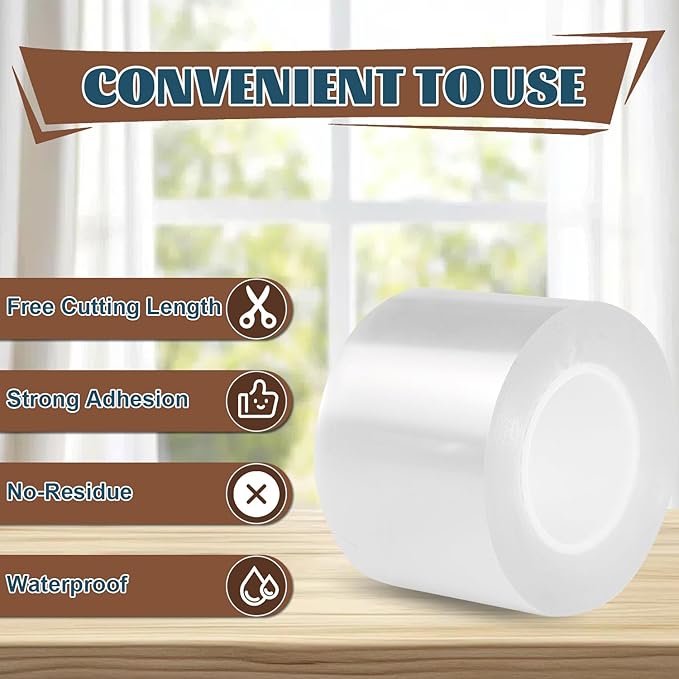Window Sealing Tape 2 Inch x 66 FT Transparent Weather Stripping Residue-Free Clear Window Insulation Tape for Windows ac Insulation Glass Gaps Tape Door Windproof