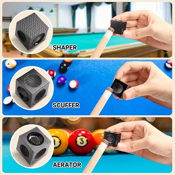 GSE Games & Sports Expert Billiard Pool Cue Tip Tool, Stick Scuffer/Shaper/Aerator/Joint Protector Tool, Billiard Accessories