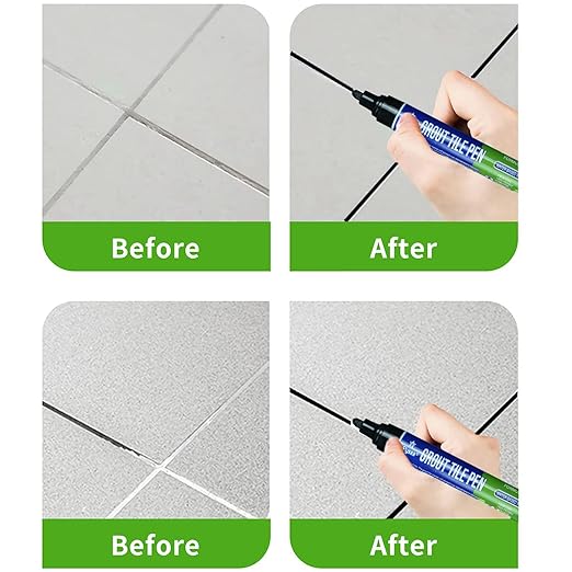 5 PCS Tile Grout Pen Home Repair Pen Tile Paint Markers for Tiles Floor Wall Bathroom Kitchen Repair Tools (Beige)