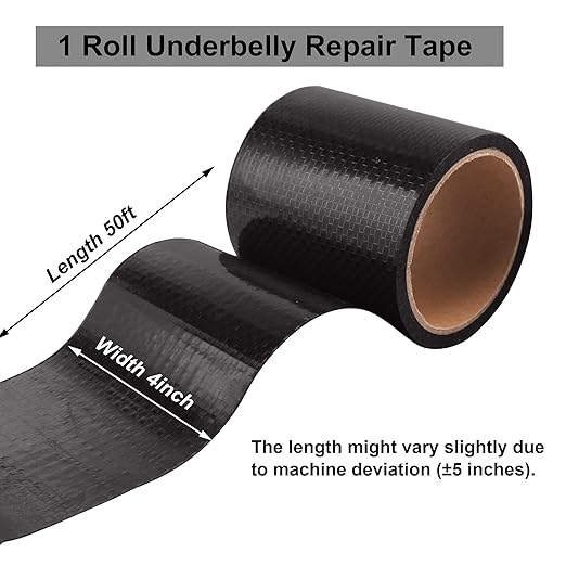 PlusRoc RV Underbelly Material RV Underbelly Tape Waterproof Flex Belly Tape with Permanent Sealing Adhesive for Mobile Home, Camper Travel Trailer, Tear Repair Patch(4'' x 50')