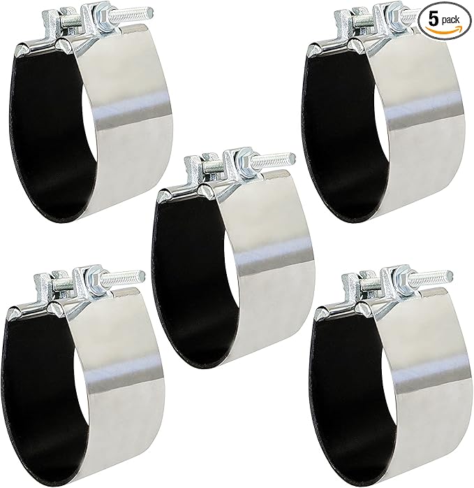 Highcraft Pipe Repair Clamp 3'', IPS Single Bolt, 3” Long, Stainless Steel (5 Pack)