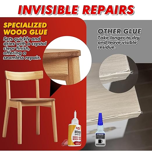 Wood Super Glue Liquid, Clear Instant Cyanoacrylate (CA Glue) – Fast-Drying, Waterproof Adhesive for Woodworking & Furniture Repair, Crafts & DIY (Works on Plastic, Metal, Ceramic, Leather, Glass)
