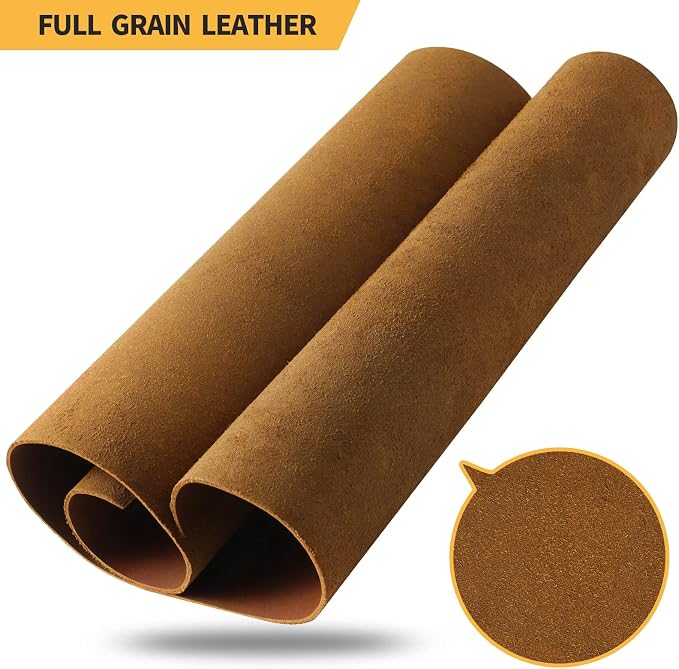 RingSun Bourbon Brown 12''X12'' Leather Sheets for Leather Crafts (2mm), Full Grain Leather Tooling Leather