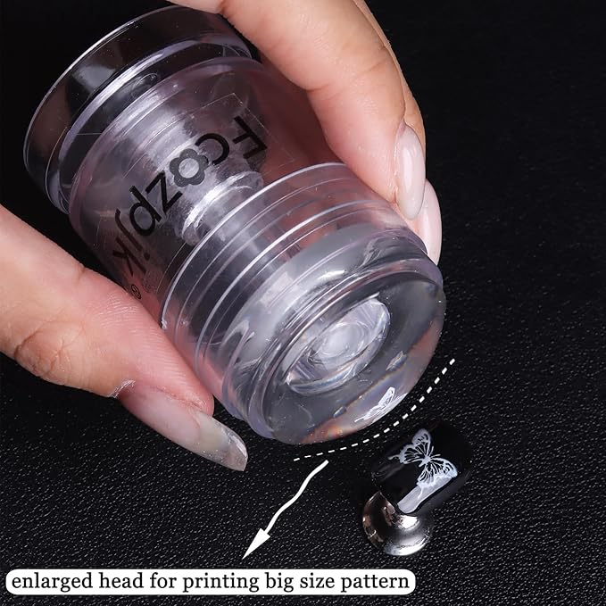Fcozpjk Rotatable Nail Stamp, Clear Silicone Nail Art Stamper Scraper Kit Soft Jelly Head Stamper Enlarge Shrink Pattern Size French Tips Tool Stamping Printing Manicure Templates Supply Professional