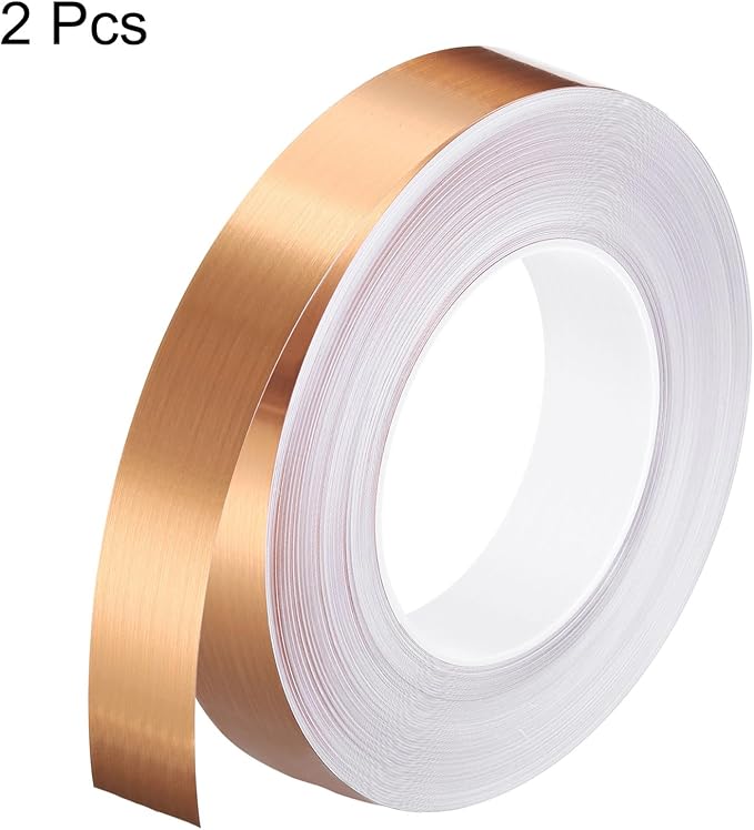HARFINGTON 2Pcs Floor Tiles Rose Gold Foil Lines Metallic Mirror Tape 0.98" x164 Ft Self Adhesive Decor Floor Wall Seam Sticker Waterproof Gap Sealing Tape for Kitchen Bathroom Cabinet