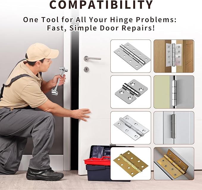Door Hinge Adjustment Tool, 14-25mm Hinge Gap Adjusting Wrench, 2pcs Double-Ended Door Hinge Repair Tool, Heavy-Duty Hinges Bender for Residential, Fire, Security, Cleanroom Doors