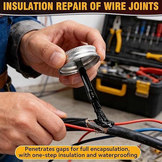Liquid Electrical Tape – Black Liquid Wire Insulation, Waterproof & Heat Resistant Coating for Cable Repair and Electrical Sealing, Ideal for Home Flexible Wire Equipment Repair, Automotive
