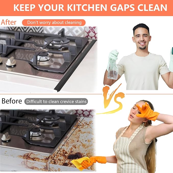 2025 Upgrade 2*Extendable Stove Gap Covers Stainless Steel +2*Gap Brushes,T Stove Counter Gap Cover,Oven Guards For Sides,Oven Gap Filler, Heat Resistant Stove Cover Guards Length 13.8" to 27.5",0.79"