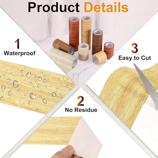 PATIKIL Wood Grain Tape 6" x 15 Ft, Self-Adhesive Wood Texture Repair Tape Realistic Wooden Effect Patch for Furniture Cabinets Floor Walls,Yellow Oak