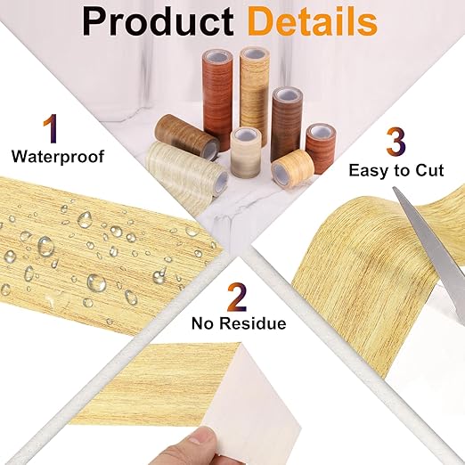 PATIKIL Wood Grain Tape 3.1" x 15 Ft, Self-Adhesive Wood Texture Repair Tape Realistic Wood Effect Contact Paper Patch for Furniture Cabinets Floor Walls Home Decoration, Yellow Oak