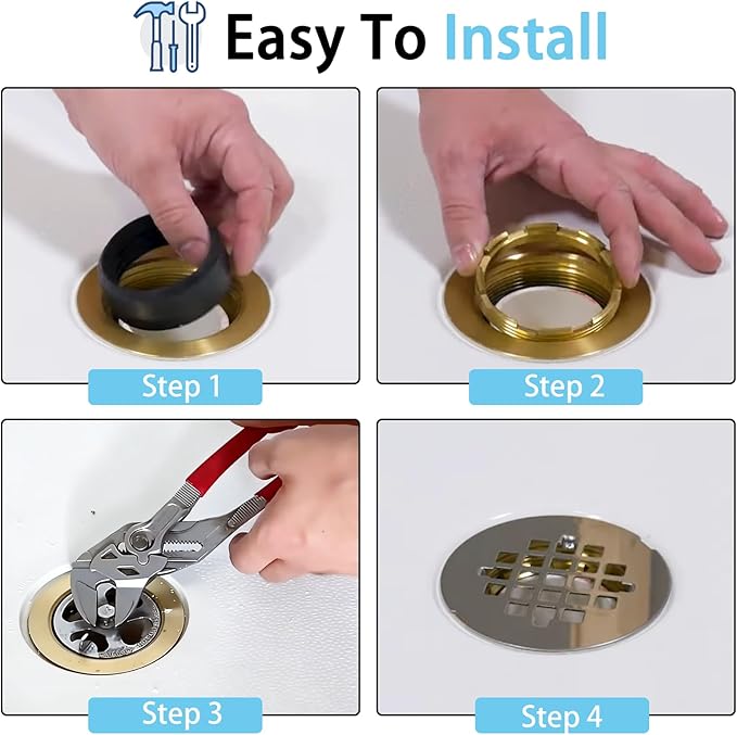 42239 Shower Drain Wrench Compatible with No-Caulk Shower Drains, Drain Pipe Kit