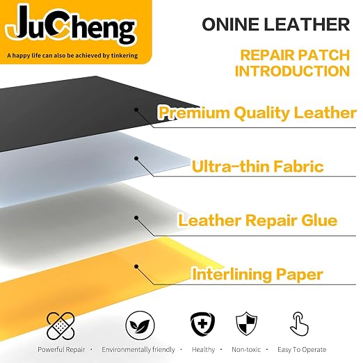 JuCheng Leather Repair Kit -Leather Repair Patch Self-Adhesive Waterproof Patch & Glue for Furniture, Car Seats, Sofa, Couch, Vinyl - Instant Fix for Tears & Scratches (Dark Brown, 17X158 inch)
