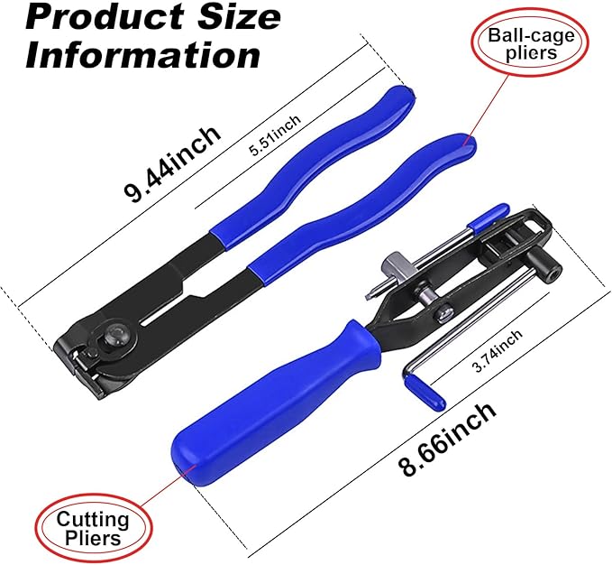 Dickno 2-Piece CV Joint Boot Clamp Pliers Kit - Universal Ear CV Axle Boot Clamp Pliers for Vehicle Repair (Blue)