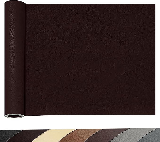 19.7 x 54 Inches Leather Repair Patch, Coffee Self Adhesive Leather Repair Tape Kit for Damaged Leather Furniture, Sofa Seating,Car Seats, Leather Goods