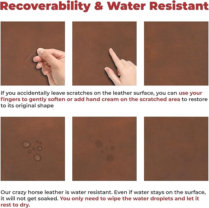 ELW Crazy Horse Leather 5-6 OZ (2-2.4mm) | Bourbon Brown | Pre-Cut 30"x48" | Full Grain Cowhide Handmade Leather for DIY, Crafts, Sheaths, Sewing, Workshop