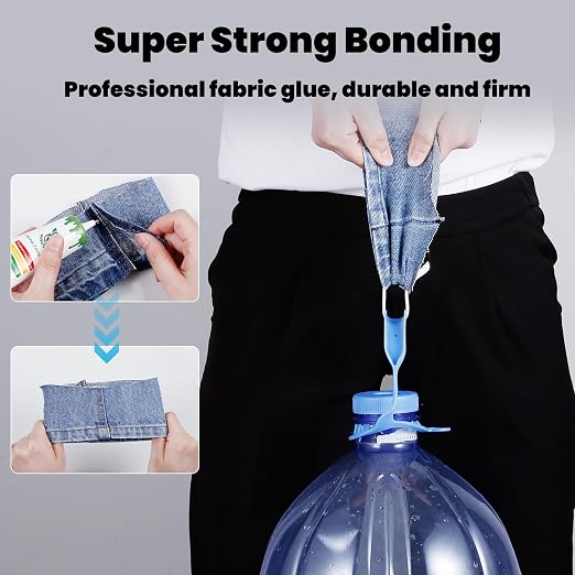 Fabric Glue Permanent, 60ml Super-Strong Clear Washable Fabric Adhesive for Clothing, Patches, Leather, Cotton, Denim, Polyester, Doll Repair (Fabric Glue (one Pack))