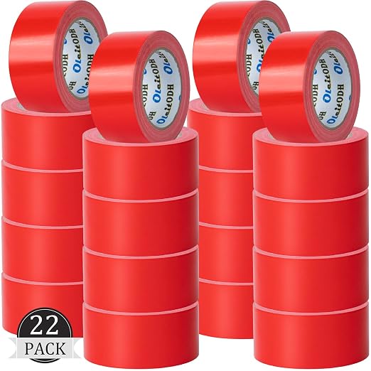 Oleitodh 22 Pack Red Duct Tape Heavy Duty,8.3 Mil Thickness,2 Inches x 30 Yards,Strong Industrial Strength,Flexible,No Residue,Waterproof and Tear by Hand,Multi-Use for Indoor & Outdoor Repairs