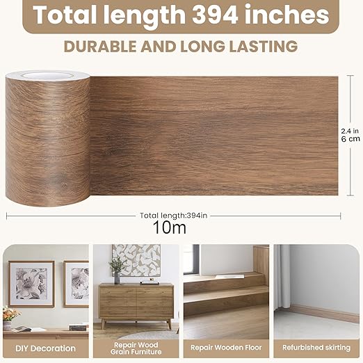 Wood Grain Repair Tape, 2.4inch X 32ft Self Adhesive Wood Colored Tape for Tables, Chairs, Baseboards, Doors, Windows, Floors, Handicraft DIY.
