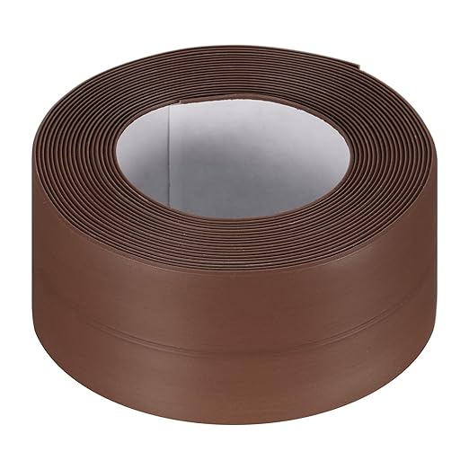 uxcell Waterproof Seal Caulk Strip Tape Self Adhesive 1.5" W x 10.5'L PVC Sealing Tape for Kitchen Bathroom Brown