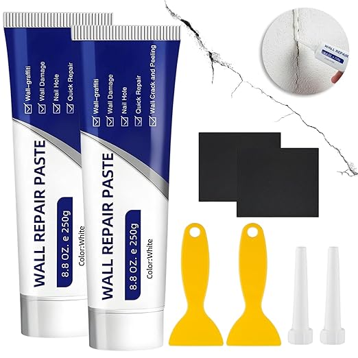 2Pcs Efficient Drywall Repair Kit with Scraper,Drywall Repair Kit,Wall Mending Agent, Used for Filling Cracks and Holes, Simple Wall Hole Filling, and Efficient Crack Repair.
