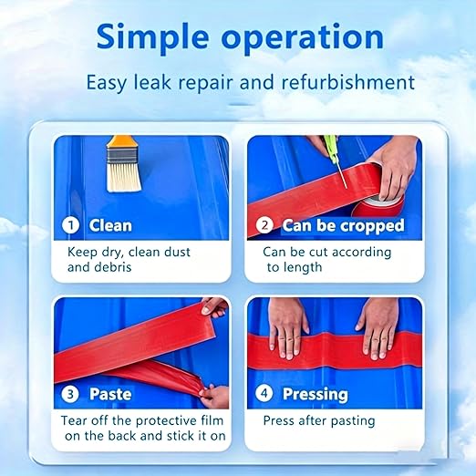 Waterproof Sealant Tape Self Adhesive Rubberized Asphalt Tape for RV Roof Metal Roof Corrugated Roof Leak Repair UV Resistant Heavy Duty Waterproofing Membrane (Red, 196.85 Inches X 11.81 Inches)