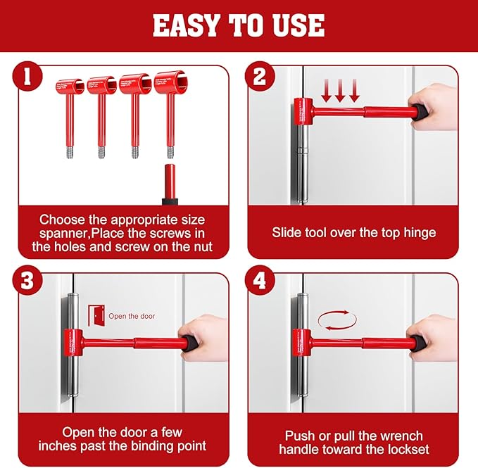 Vdsfand 4 in 1 Door Hinge Adjustment Tool Kit Door Gap Adjustment Tool for Precise Hinge Gap Adjustment Upgraded Hinge Gap Adjusting Wrench for Installation and Repair of Residential and Commercial