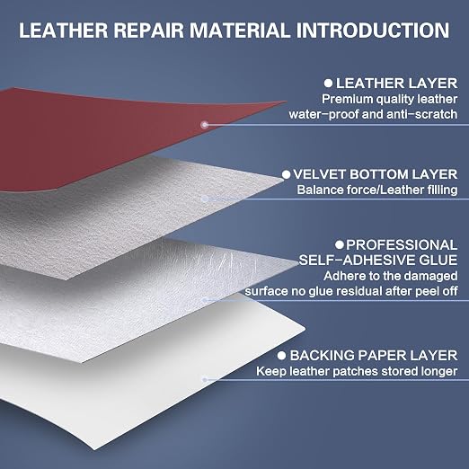 Self Adhesive Leather Repair Patch Kit, 31.4 in x 16 in Large Vinyl Leather Repair Tape for Furniture, Car Seat, Couch, Sofa, Chair Smooth Maroon