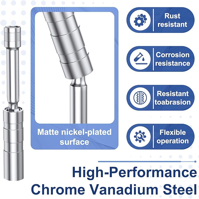 16mm Spark Plug Socket, Thin Wall 3/8" Drive Spark Plug Socket Removal Tool, 12 Point x 5.9" Total Length, 360 Degree Magnetic Swivel 5/8" Spark Plugs Socket for Most Car Models