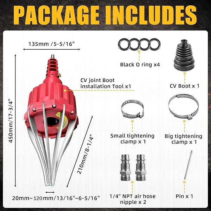 Automotive Universal Pneumatic CV Joint Boot Installation Tool, CV Boot Expander Rod Spreader Installation Removal Tool Kit with 2 Sets of CV Joint Boot Repair Kits for Most Vehicle, UTV, ATV