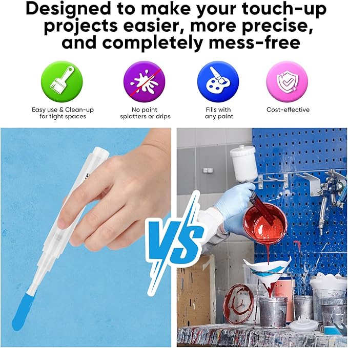 Touch Up Paint Pen 4 Paint Touch Up Pens Fillable Brush Refillable for Walls Wall Repair Funiture Cabinet Wood Floor Window 6ML 9Pcs Set