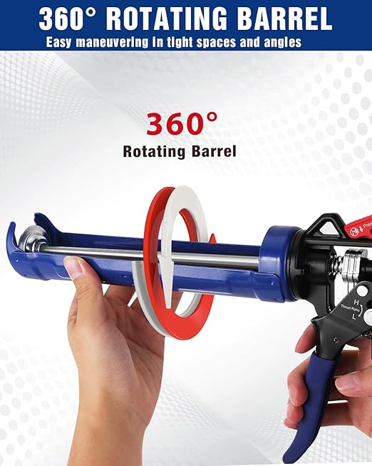 WORKPRO Caulking Gun, Adjustable Hand Caulk Gun, Less-Dripping Regulating, Sealant Silicone Gun with Comfort Grip, 9:1 & 18:1 Thrust Ratio, Smooth Round Rod for 10oz Caulk Tubes