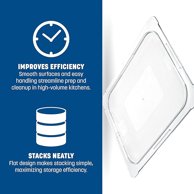 Carlisle FoodService Products StorPlus Flat Lid, Cover for Half Size Food Pans, 12.75" x 10.375", 1 Count, Clear