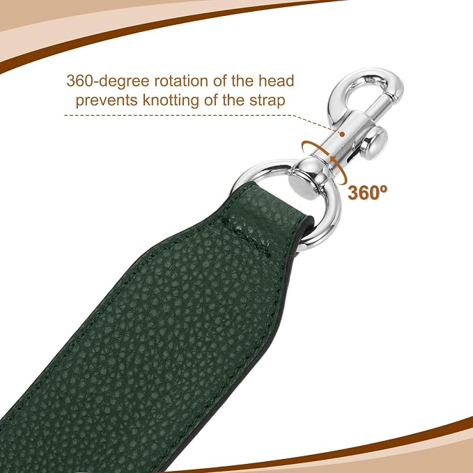 uxcell 22.83 Inch PU Leather Short Bag Strap with Clasp, Purse Handles Handbags Replacement Straps for Clutch Bag Crossbody Underarm Bags, Dark Green, Silver Buckle