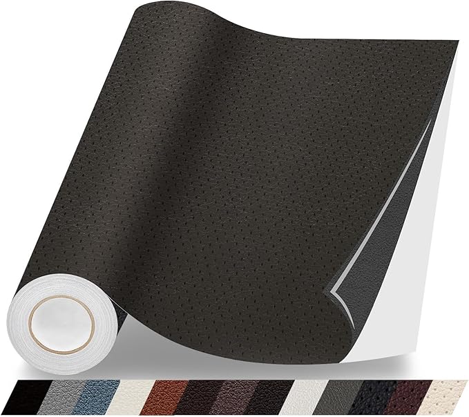 Leather Repair Patch, Breathable Perforated Self Adhesive Leather Repair Tape, Large Vinyl Patch Kits for Couch, Furniture, Sofa, Car Seat, Office Chairs （Coffee, 3.5X79 Inch）