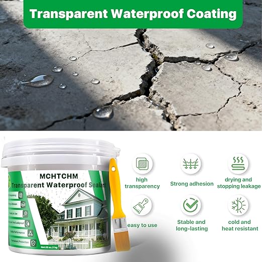 Transparent Waterproof Coating 35oz,Invisible Water-Proof Agent Transparent Repairing Leak Waterproof Sealant Roofs, Walls, Bathroom, Shower, Window Sills