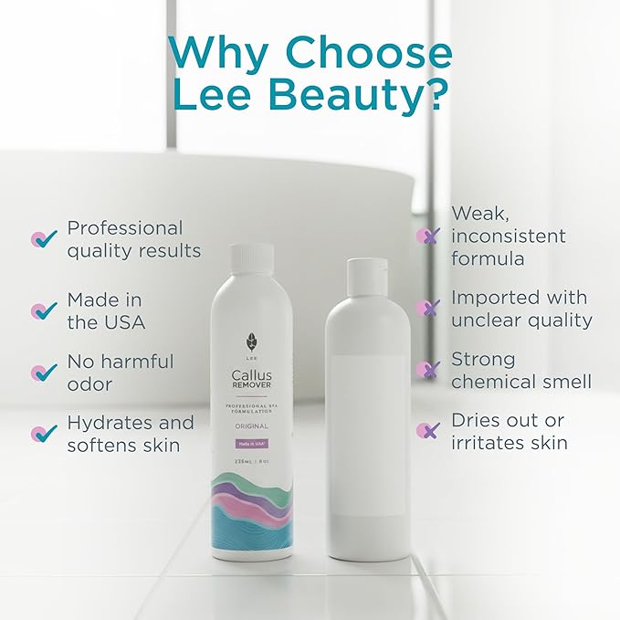 Lee Beauty 8oz Professional Gel Callus Remover for Feet - Original Fast-Acting Formula, Extra Strength for Cracked Heels & Dead Skin (Pack of 1)