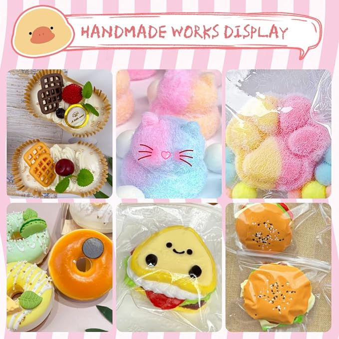 Anergoo Taba Squishes Kit 500g with Pig Bunny Silicone Mold Cookie Mold Squishy Hamster Mold 3" Paw Animal Silicone Molds for Decompression Gift