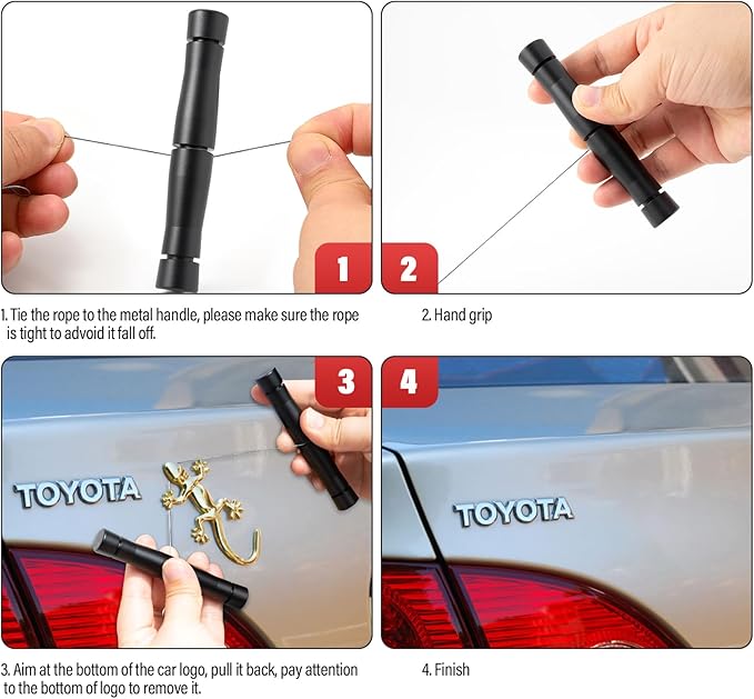 Gomake Emblem Removal Tool Vinyl Wraps Car Surface Logo PlateLine Remover Tool for Car Wrapping Film Installation with 3PCS Replacement PE Cables-Red