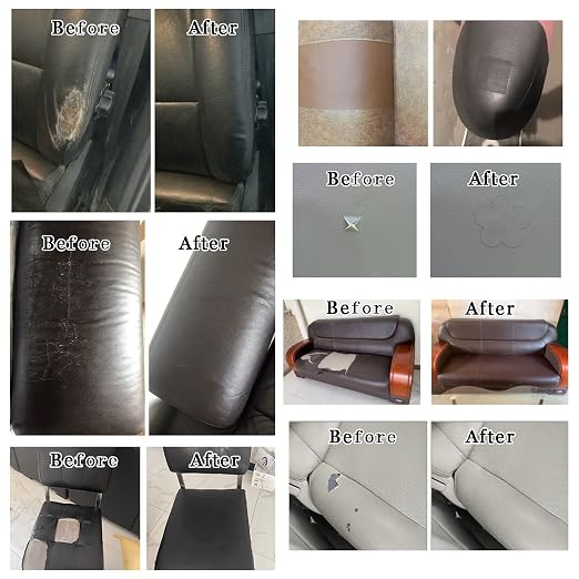 Sofa Repair Self Adhesive Leather Tape Patch Strong Adhesive Car Seat Furniture Repair Patches High Low Temperature Wear Waterproof Resistant(5.9 x 9.8 inch/2pcs, White)