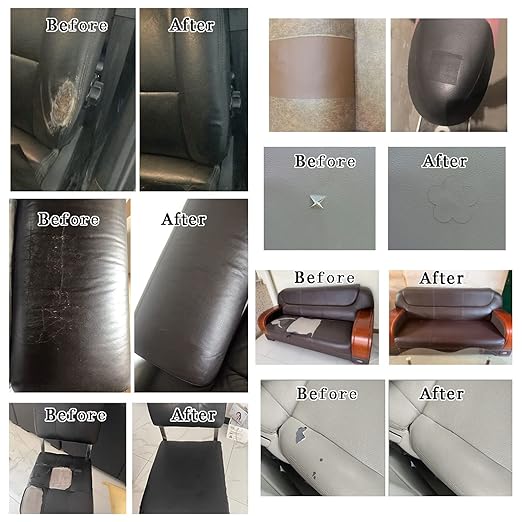2 Pcs Sofa Repair Self Adhesive Leather Tape Patch Strong Adhesive Car Seat Furniture Repair Patches High Low Temperature Wear Waterproof Resistant (10 x 12 inch/2pcs, Grey)