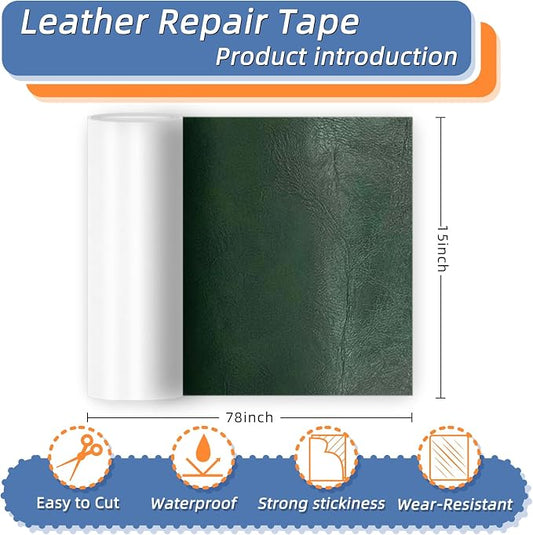 Self Adhesive Faux Leather Repair Patch,1Roll 15x78 Inch Leather Repair Tape for Furniture,Couch Tape for Couches,Bed,Car Seats,Chair,Army Green