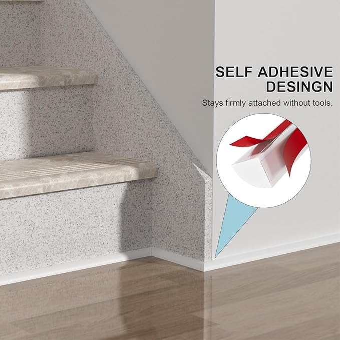 0.25" x 0.25" Mini Quarter Round Molding, 10FT Ultra-Slim Peel and Stick Trim for Small Gaps, Countertop Wall Seam, Window Sill, Desk & Cabinet Edge, Flexible Self Adhesive Finishing Strip