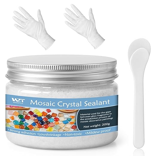 White Mosaic Crystal Grout 200g, No Need to add Water, Direct caulking, Mosaics Tile Tools, Mosaic Crystal Sealant for All Tiles & Surfaces