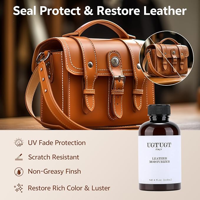 All in one Leather Cleaning Kit,Leather Cleaner and Leather Conditioner,Leather Care kit for Bag,Car seat,Restore Shine,Softens,Removes Stains,Leather Purse Cleaner,Leather Luster