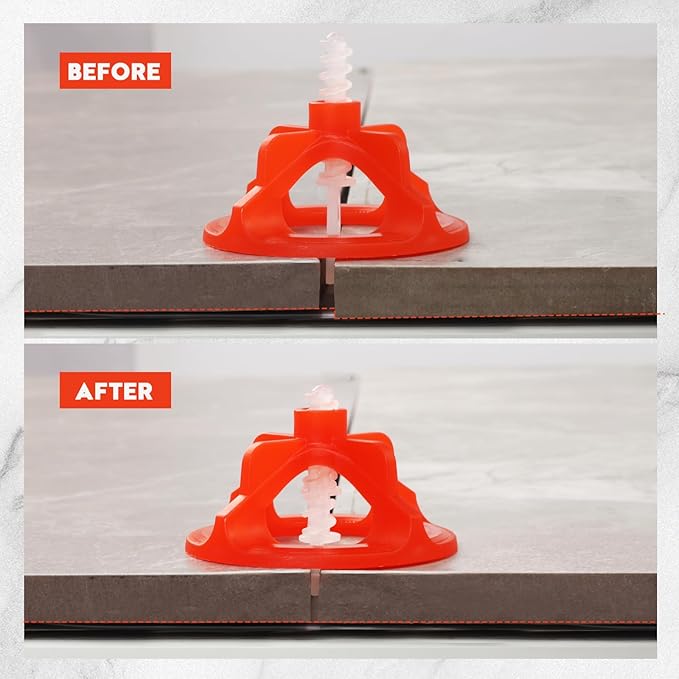 DGSL Tile Leveling System 1/8", 300 Pcs Tile Spacers and 100 Pcs Red Cap, Tile Spacers Leveling System for Professional Ceramic Tile and Stone Installation, Precision Gap Control