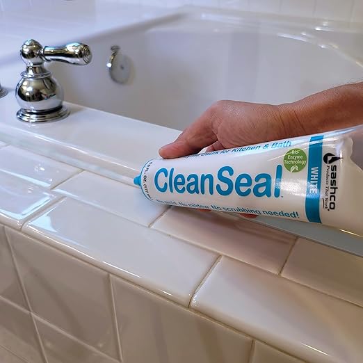 Clean Seal Active Enzyme Caulk, Kitchen & Bath, White, 6oz. (Pack 12)